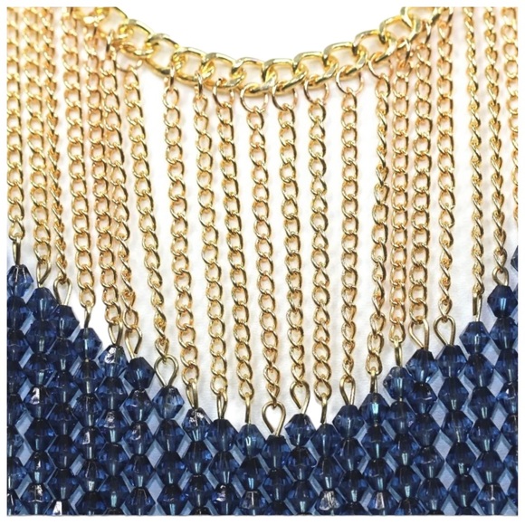 🎁 Two Tone Handmade Fringe Crystal Necklace - Picture 5 of 16